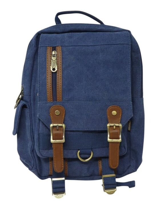 Kaukko Blue Denim Canvas Backpack Purse Adjustable Strap Zip Travel Bag main image 4
